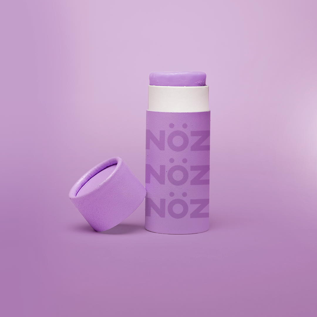 NOZ Purple nose stick sunscreen.