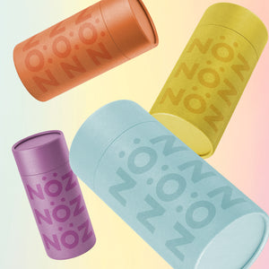 Four NOZ colorful side nose stick sunscreen.